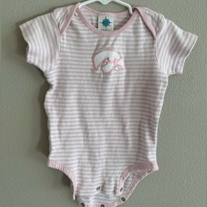 Iowa Hawkeyes pink striped onesie, 12M